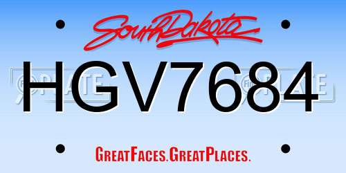 HGV7684 South Dakota License Plate