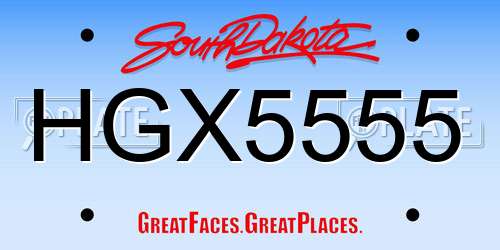 HGX5555 South Dakota License Plate
