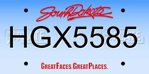 HGX5585 South Dakota License Plate