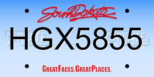 HGX5855 South Dakota License Plate