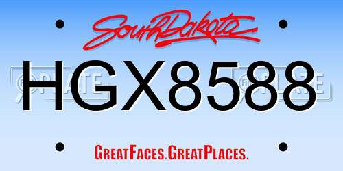 HGX8588 South Dakota License Plate