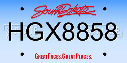 HGX8858 South Dakota License Plate
