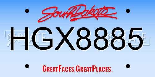 HGX8885 South Dakota License Plate