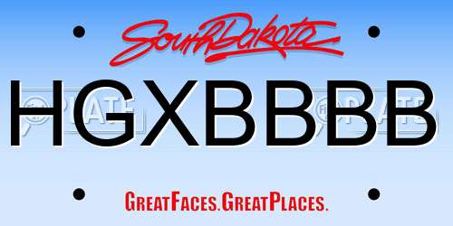 HGXBBBB South Dakota License Plate