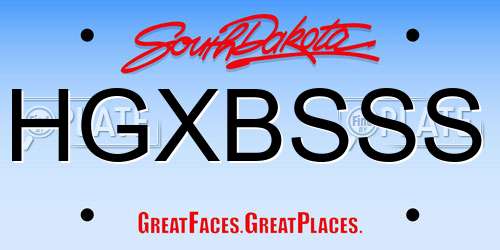 HGXBSSS South Dakota License Plate