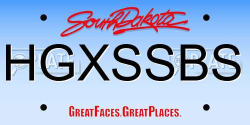 HGXSSBS South Dakota License Plate