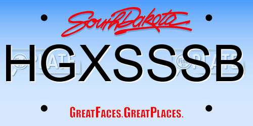 HGXSSSB South Dakota License Plate