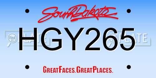 HGY265 South Dakota License Plate