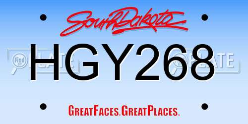 HGY268 South Dakota License Plate