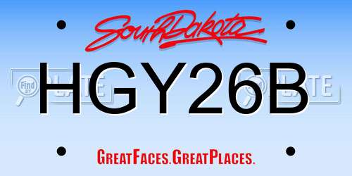 HGY26B South Dakota License Plate