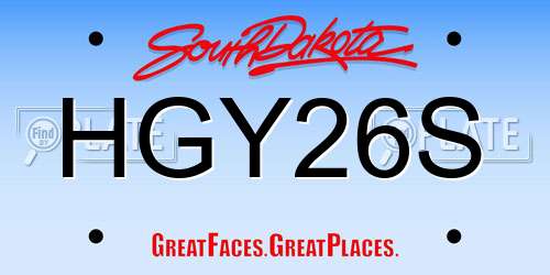 HGY26S South Dakota License Plate