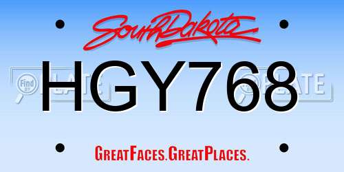 HGY768 South Dakota License Plate