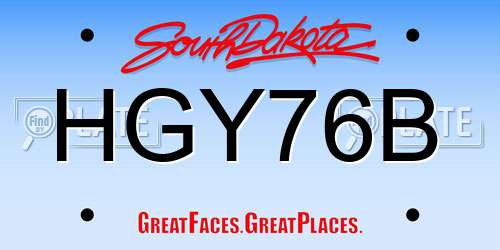 HGY76B South Dakota License Plate