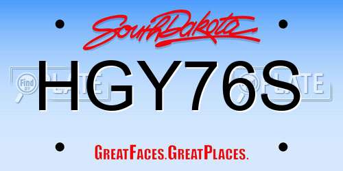 HGY76S South Dakota License Plate