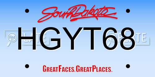 HGYT68 South Dakota License Plate