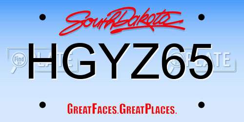 HGYZ65 South Dakota License Plate