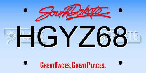 HGYZ68 South Dakota License Plate