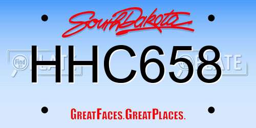 HHC658 South Dakota License Plate