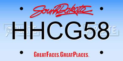 HHCG58 South Dakota License Plate