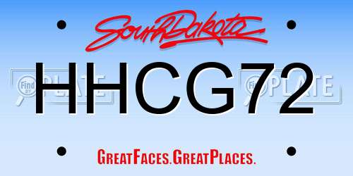 HHCG72 South Dakota License Plate