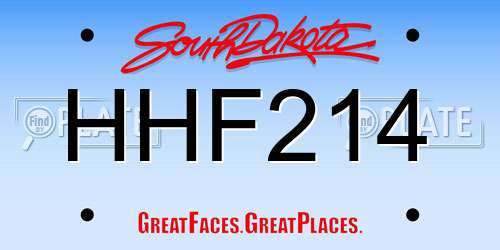 HHF214 South Dakota License Plate