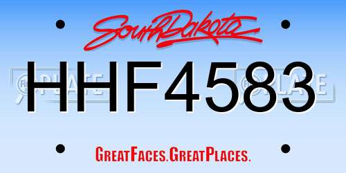 HHF4583 South Dakota License Plate
