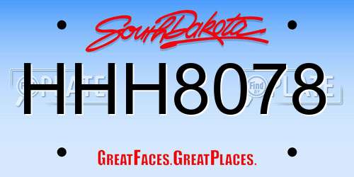 HHH8078 South Dakota License Plate