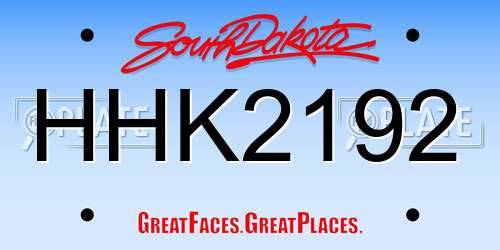 HHK2192 South Dakota License Plate