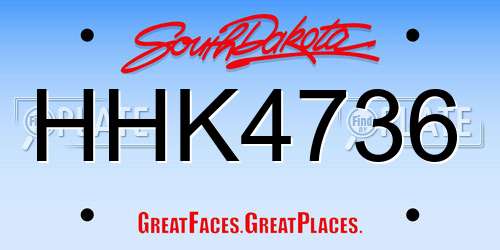 HHK4736 South Dakota License Plate