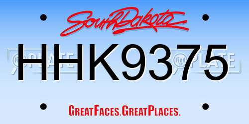 HHK9375 South Dakota License Plate