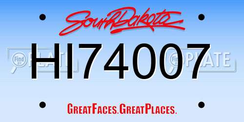 HI74007 South Dakota License Plate