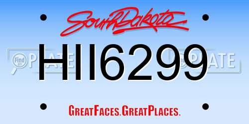 HII6299 South Dakota License Plate