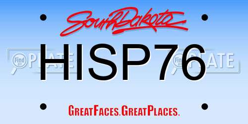 HISP76 South Dakota License Plate