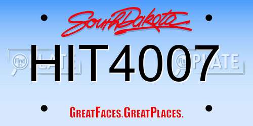 HIT4007 South Dakota License Plate