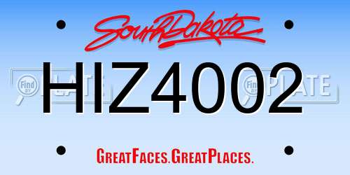HIZ4002 South Dakota License Plate