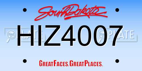 HIZ4007 South Dakota License Plate
