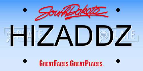HIZADDZ South Dakota License Plate