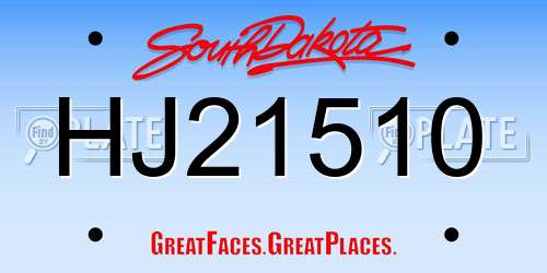 HJ21510 South Dakota License Plate