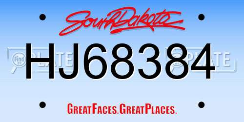 HJ68384 South Dakota License Plate