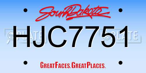 HJC7751 South Dakota License Plate