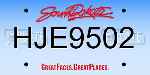 HJE9502 South Dakota License Plate