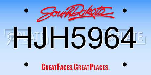 HJH5964 South Dakota License Plate