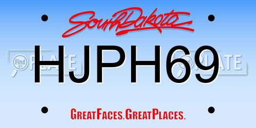 HJPH69 South Dakota License Plate
