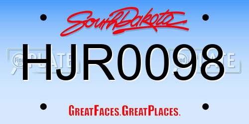 HJR0098 South Dakota License Plate
