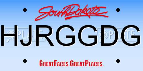 HJRGGDG South Dakota License Plate