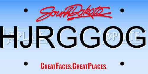 HJRGGOG South Dakota License Plate