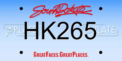 HK265 South Dakota License Plate