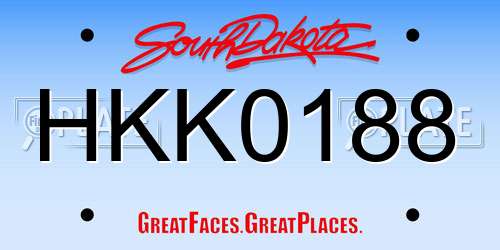 HKK0188 South Dakota License Plate