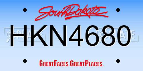 HKN4680 South Dakota License Plate