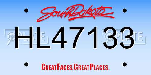 HL47133 South Dakota License Plate